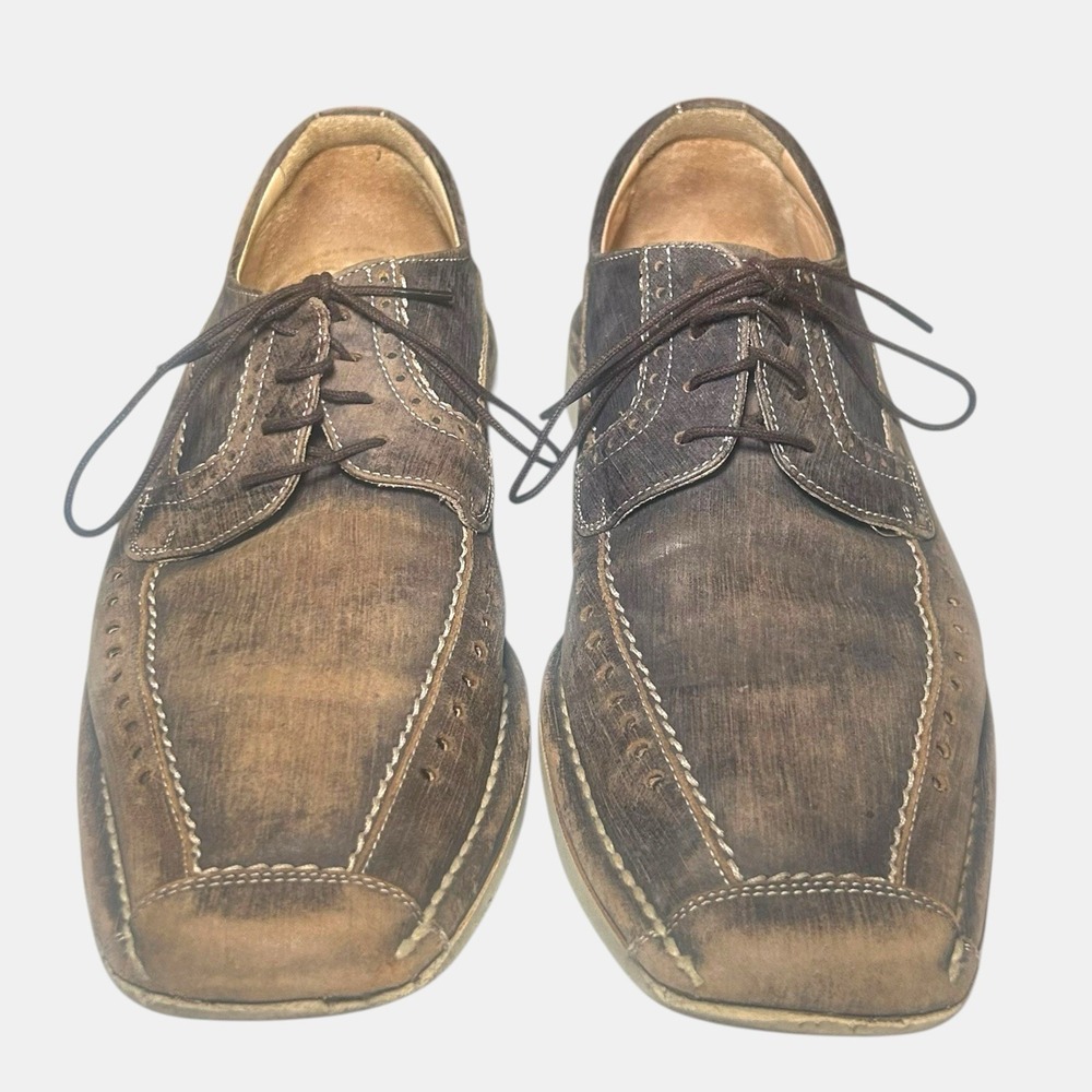 Mezlan MUZIO Distressed Leather Oxfords | Size 8 M | Hand-Finished Spain - Picture 4 of 11